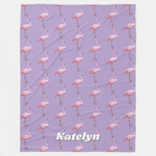Cute Rosa Flamingo Pattern Namn Rosa & Lila Vert Fleecefilt