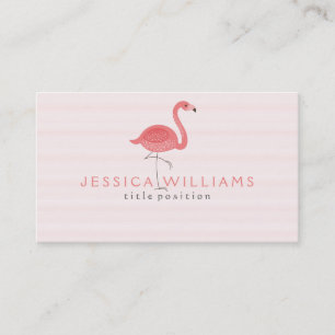 Cute Rosa Flamingo & Rand Visitkort