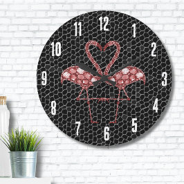 Cute Rosa Flamingo Stor Klocka