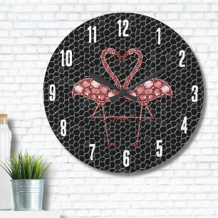 Cute Rosa Flamingo Stor Klocka