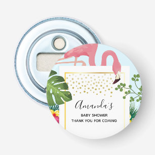 Cute Rosa Flamingo Tropical Theme Baby Shower Flasköppnare