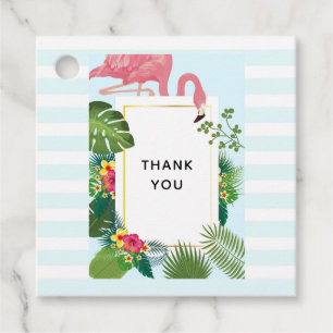 Cute Rosa Flamingo Tropical Theme Tack Gåvor Etiketter