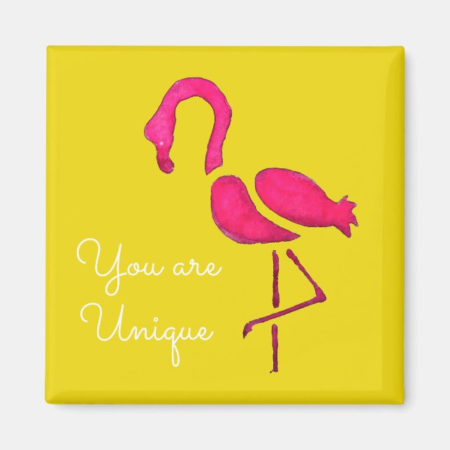 Cute rosa flamingo, unik fågel magnet (Framsidan)