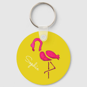 Cute rosa flamingo, unik fågel nyckelring