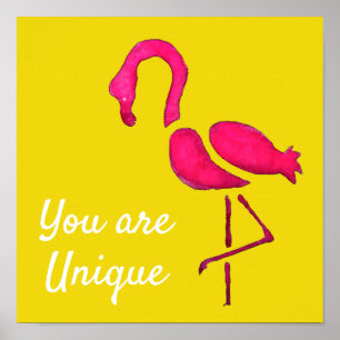 Cute rosa flamingo, unik fågel poster