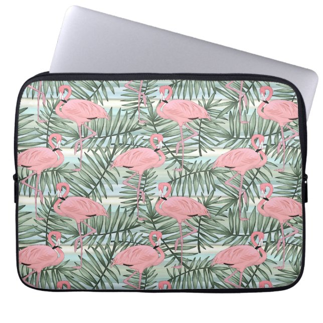 Cute Rosa Flamingoes Handflatan Blad Art Mönster Laptop Fodral (Framsidan)