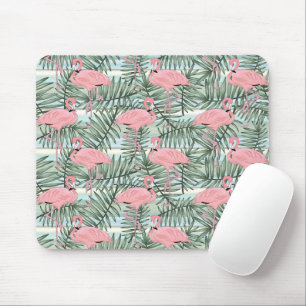 Cute Rosa Flamingoes Handflatan Blad Art Mönster Musmatta