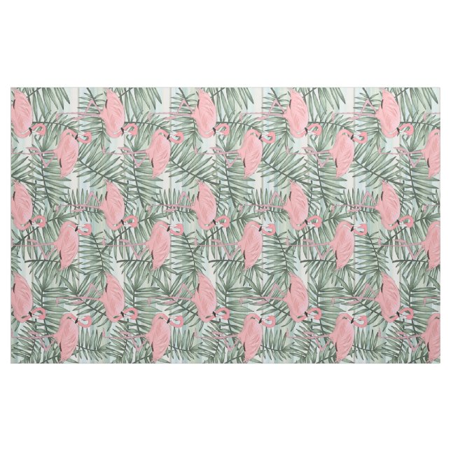 Cute Rosa Flamingoes Handflatan Blad Mönster Tyg (Fat Quarter)