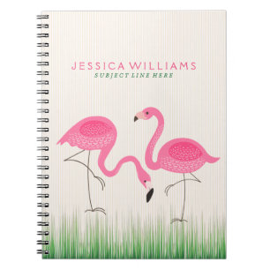 Cute Rosa Flamingos Illustration Anteckningsbok