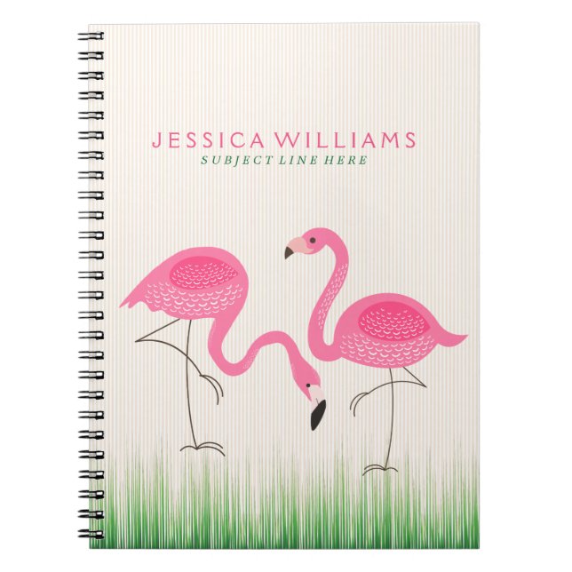 Cute Rosa Flamingos Illustration Anteckningsbok (Framsidan)