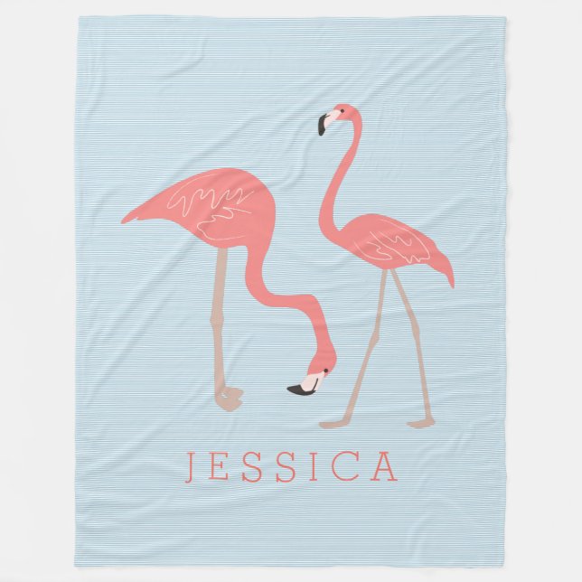 Cute Rosa Flamingos Illustration Fleecefilt (Framsidan)