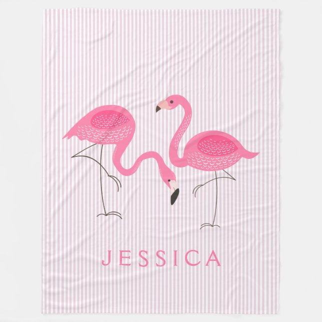 Cute Rosa Flamingos Illustration Fleecefilt (Framsidan)