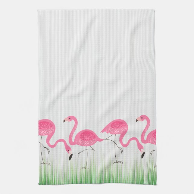 Cute Rosa Flamingos Illustration Kökshandduk (Vertikal)