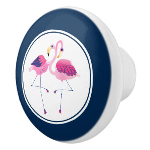 Cute Rosa Flamingos in Kärlek Illustration Knopp