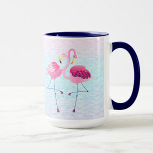 Cute Rosa Flamingos on Stylized Beach Vatten Vinka Mugg