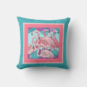 Cute rosa flamingos på rosa och mynning kudde