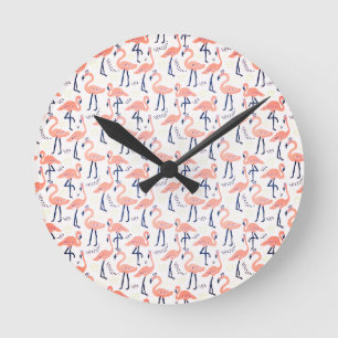 Cute rosa flamingos rund klocka