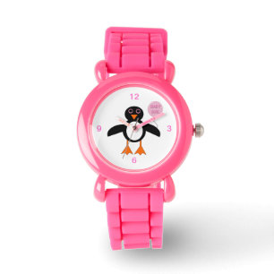Cute Rosa Flicka Penguin Glitter Watch Armbandsur