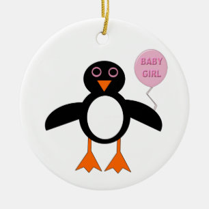 Cute Rosa Flicka Penguin Ornament