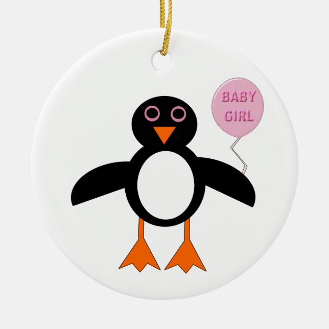 Cute Rosa Flicka Penguin Ornament (Framsidan)