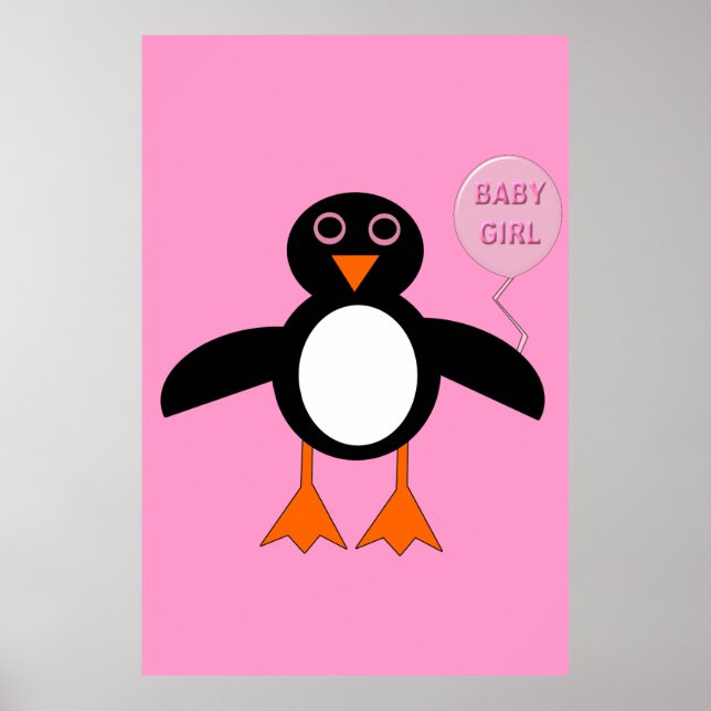 Cute Rosa Flicka Penguin Poster (Framsidan)