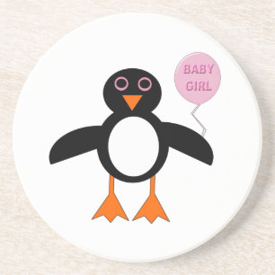 Cute Rosa Flicka Penguin Underlägg Sandsten