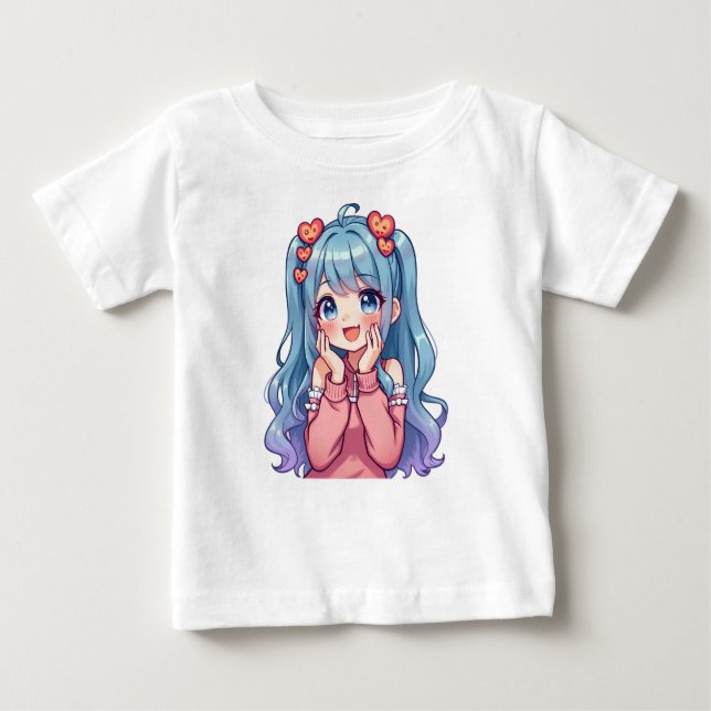 Cute Rosa Flicka T-Shirt (Framsida)