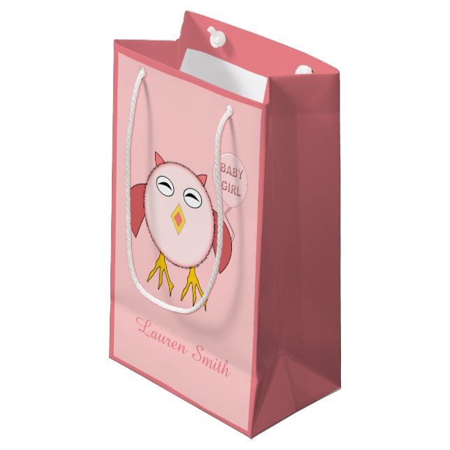 Cute Rosa Flicka Uggla Anpassningsbar Gift Bag (Framsidan Vinklad)