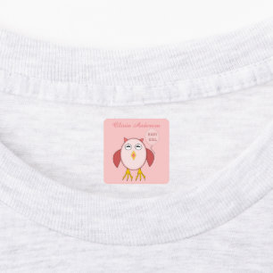 Cute Rosa Flicka Uggla Baby Clothing Klistermärke