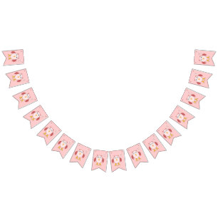 Cute Rosa Flicka Uggla Bunting Flaggor