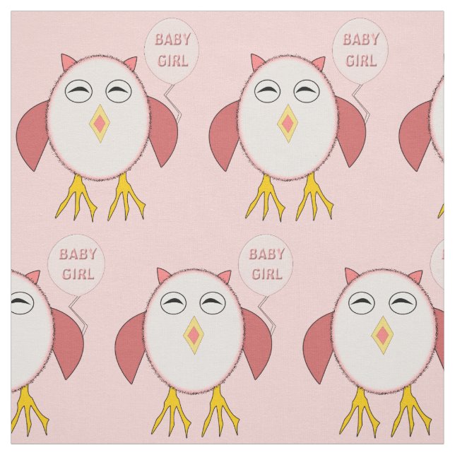 Cute Rosa Flicka Uggla Patterned Fabric Tyg (Provkarta)