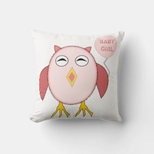 Cute Rosa Flicka Uggla Pillow Kudde