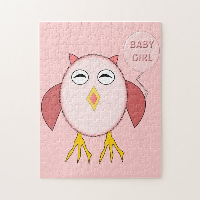 Cute Rosa Flicka Uggla Puzzle Pussel (Vertikal)