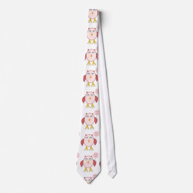 Cute Rosa Flicka Uggla Tie Slips (Framsida)