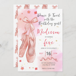 Cute Rosa Flickor födelsedag party Inbjudningar