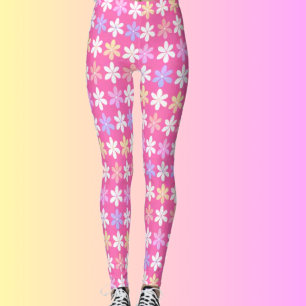 CUTE ROSA FLOWER REPEATING BLOMMÖNSTER MODE LEGGINGS