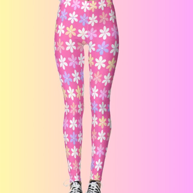 CUTE ROSA FLOWER REPEATING BLOMMÖNSTER MODE LEGGINGS (Skapare uppladdad)