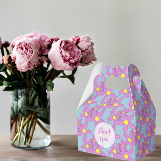 Cute Rosa Flowers Blommigt Anpassningsbar Tack Blu Presentaskar