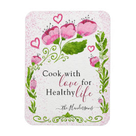 Cute Rosa Flowers Family Namn Motivational Fridge Magnet