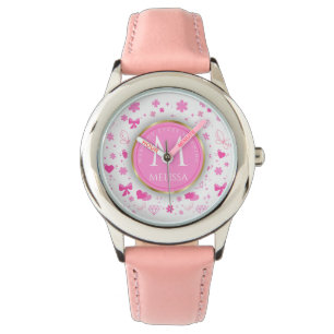 Cute Rosa Flowers Mönster, Girly Blommigt Design Armbandsur