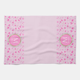 Cute Rosa Flowers Mönster, Girly Blommigt Design Kökshandduk