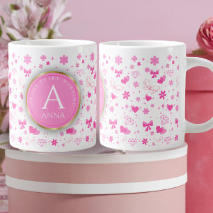 Cute Rosa Flowers seamless Mönster, Girly Blommigt Jumbo Mugg
