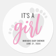 Cute Rosa Footprint Det är en flicka Babyskor