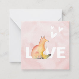 Cute Rosa Fox Valentines day Anteckningskort