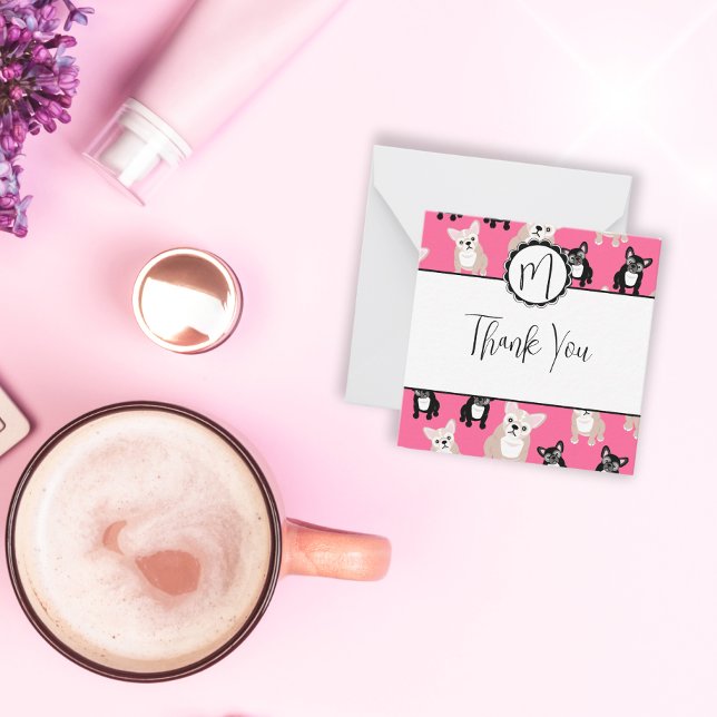 Cute Rosa Fransk Bulldog Mönster Anteckningskort (Skapare uppladdad)