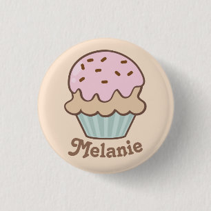 Cute Rosa Frosting Cuptårta Personlig Knapp