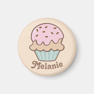 Cute Rosa Frosting Cuptårta Personlig Magnet