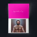 Cute Rosa Funny Handsome Bearded Man Birthday Card Kort<br><div class="desc">Cute Rosa Funny Handsome Bearded Man Birthday Card har ett elegant-skript och en stilig man inuti ett kort som säger: "För din födelsedag har jag dig en man",  Grattis på födelsedagen,  och njut ... </div>