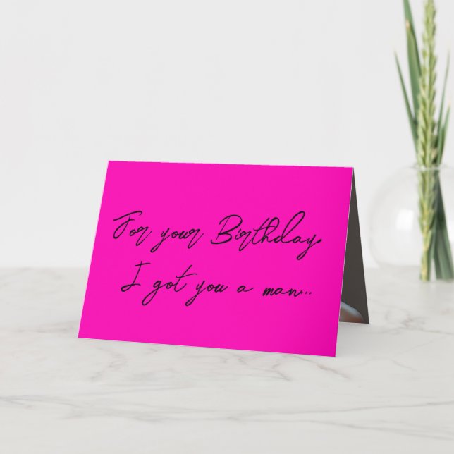 Cute Rosa Funny Handsome Man Birthday Card Kort (Framsida)