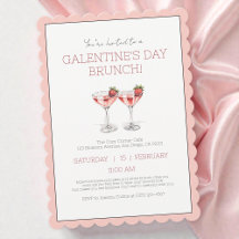 Cute Rosa Galentine's Day Girly Brunch Party